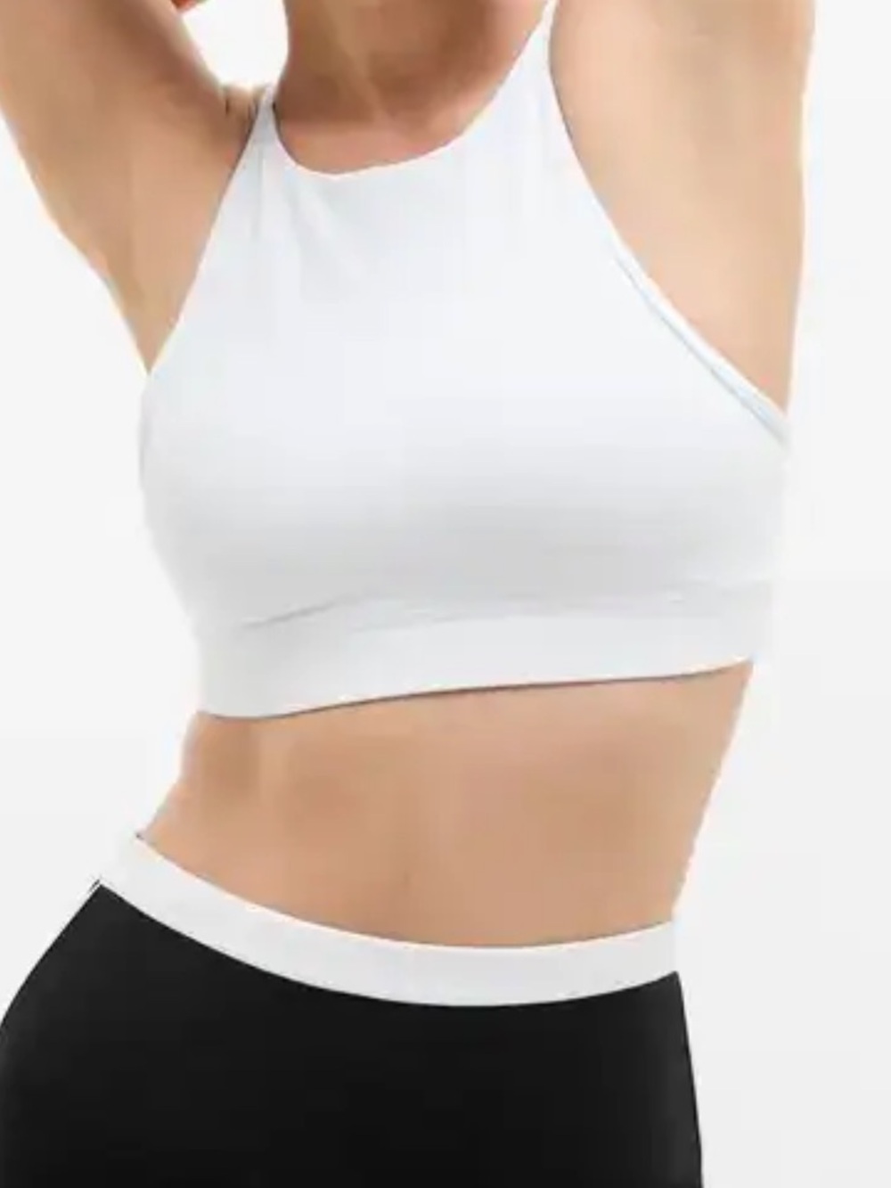 NWT Athleta White High-Neck Racerback Sports Bra, Sz Medium